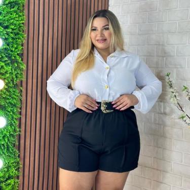 Imagem de Conjunto Plus Size Feminino Blusa Social e Short com Cinto - BELLUCY M