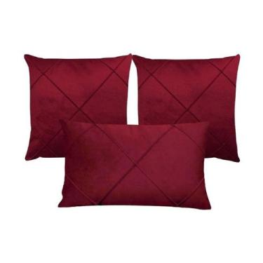 Imagem de Kit 3 Capas para Almofada Drapeada Veludo Quadradas e Retangular Com E
