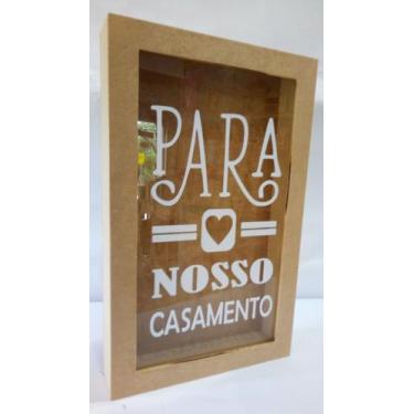 Imagem de Quadro Rolhas Cofrinho Cofre Viagem Porta Moedas 27x17cm mdf cru - son