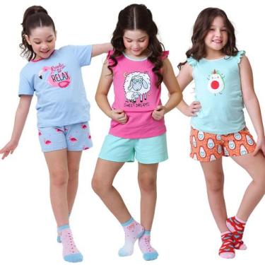 Imagem de Kit 3 Conjuntos Infantis Menino ou Menina Conforto, Pijamas todas as e