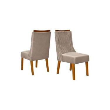 Imagem de Kit 2 Cadeiras de Cozinha Jade 2 Un Freijó/Suede Kraft Bege - DJ Móvei