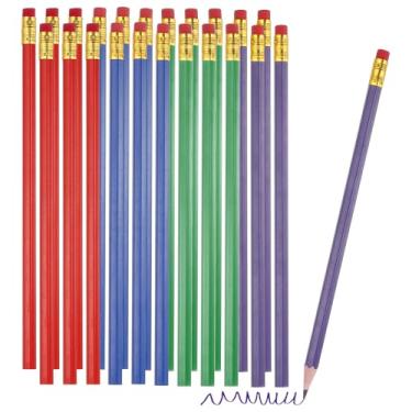 Imagem de PATIKIL Lápis de cor apagáveis, 24 peças de lápis de cor a óleo com borrachas hexagonais, haste hexagonal, lápis de cor de madeira para testes de marcação, pintura artística, vermelho/azul