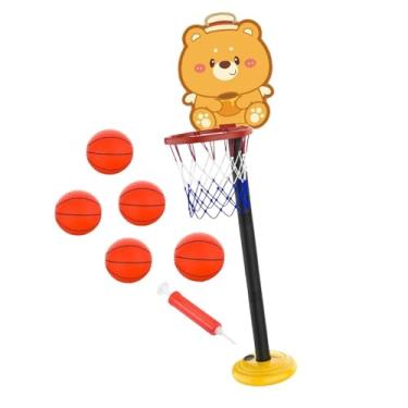 Imagem de rockible Conjunto de cesta de basquete infantil, brinquedos esportivos ao ar livre, cesta de suporte de basquete para prática de drible, Amarelo