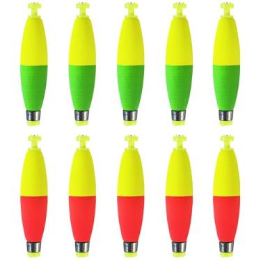 Imagem de Bombite Boias pesadas para pesca, boias em forma de charuto, espuma vinílica acetinada, boias de pesca de encaixe para peixe-peixe, truta, peixe-gato, robalo, 10 pacotes de 5 cm