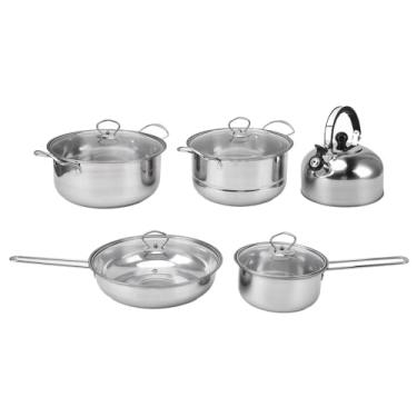 Imagem de Conjunto de Panelas de Aço Inoxidável, Design Mais Espesso para Aquecimento Uniforme, Prazer de Cozinhar Com Frigideira Conjunto de Panela de Sopa, Panelas e Frigideiras Fáceis