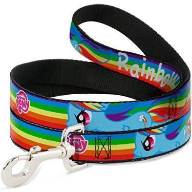 Imagem de Buckle-Down Coleira para animais de estimação multicolorida/listras multicoloridas/branco Rainbow Dash Charging, 1,8 m