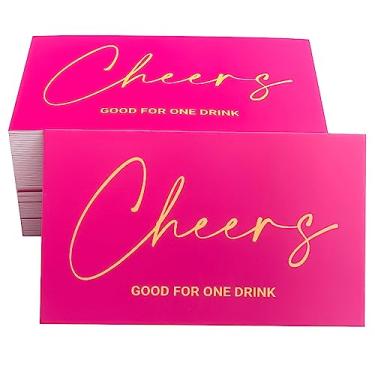 Imagem de RXBC2011 100 fichas de bebida grátis para festa casamento Halloween azul celeste 100 cartões Hotpink