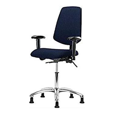 Imagem de Thomas Cadeira de mesa de tecido 1163F21 com encosto médio e inclinação sem braços, base cromada, rodízios cromados, azul