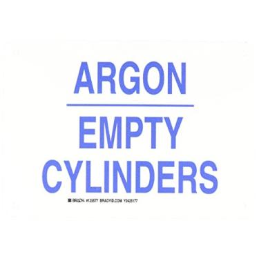 Imagem de Brady 125577 Placa química e de perigo, legenda "cilindros vazios de argônio", 17,8 cm de altura, peso de 25,4 cm, azul sobre branco
