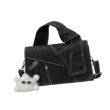 Imagem de Colaxi Bolsa jeans feminina, bolsa de ombro patchwork para noite, festa de trabalho para adolescentes, Preto