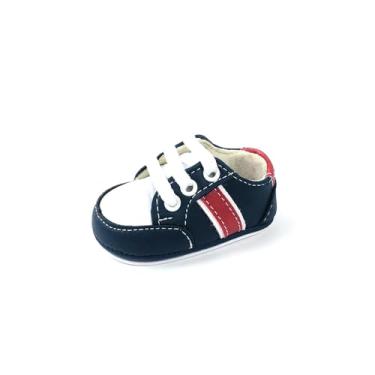 Imagem de Bebê-Sapatinhos recém-nascido primeiros passos forrado com tecido 1801espumado14ao20 baby 1801A (Azul Branco Vermelho, BR, Bebê, Numérico, 18)