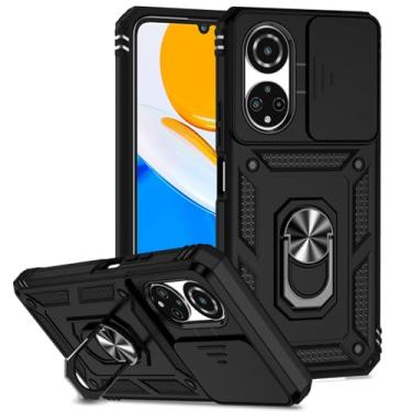 Imagem de Tothedu Capa para Honor X7, capa Honor Play 30 Plus CMA-LX2 com capa deslizante para câmera, anel giratório de 360° integrado com suporte magnético à prova de choque para Honor X7 4G preta
