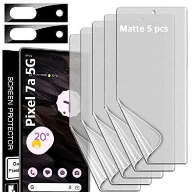 Imagem de [5+2] 5 películas protetoras de tela de TPU antirreflexo (fosco) + 2 protetores de lente compatíveis com Google Pixel 7a 5G 2023, fácil de instalar, protetor de tela de TPU resistente a arranhões