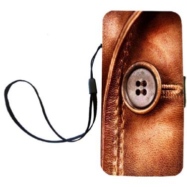 Imagem de Rikki Knight Imagem de foto de textura de couro marrom com botão flip carteira capa para iPhone com aba magnética para iPhone 5/5s