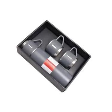 Imagem de Garrafa Térmica Inox 500ml Com 3 Xícaras Ideal Para Café Chá Bebidas Quentes E Frias Perfeita Para Camping Viagem Trabalho Escritório Passeios Pesca Piquenique Lanche Ao Ar Livre (Preto)