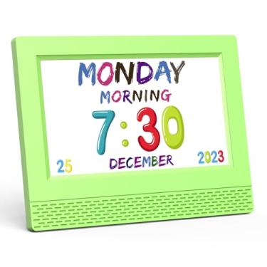 Imagem de Despertador digital infantil colorido, 17,78 cm grande LED monitor de tempo para crianças, relógio digital para meninas, meninos, quartos, cabeceira, 17 configurações de despertador, fácil de usar, infantil