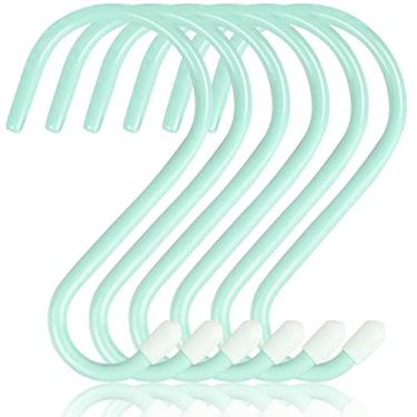 Imagem de DINGEE Ganchos em S grandes resistentes de 15 cm, ganchos em S verdes para pendurar roupas, ganchos revestidos de borracha, gancho em S revestido de vinil antiderrapante para pendurar plantas ao ar
