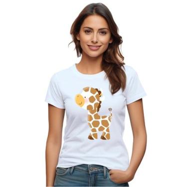Imagem de Baby Look Girafa Mini Personalizada Feminina Adulto Algodão com Poliés