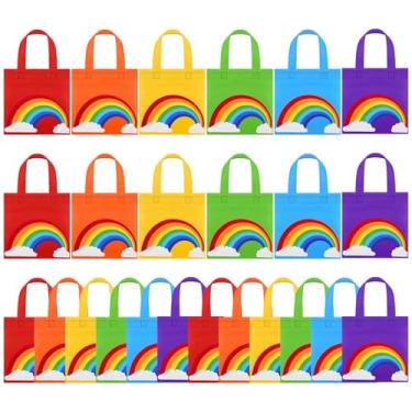 Imagem de Aneco 24 sacos de doces não tecidos arco-íris para lembrancinhas de festa 20 × 20 cm, sacos de brindes, 6 cores, lembrancinhas de festa, presentes para aniversário, casamento
