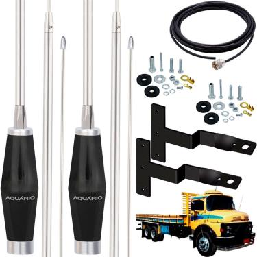 Imagem de 2 Antena Inox 1,40m Alongador 60cm Cabo 5,5m Mb Cara Preta Parafusos Anti-Furto