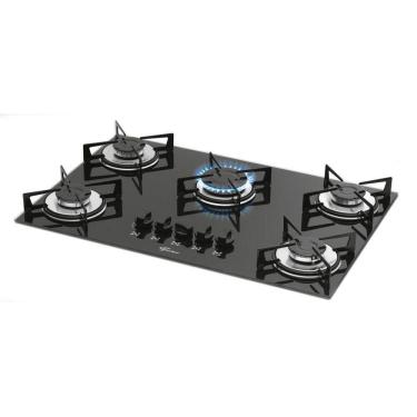 Imagem de Fogão Cooktop Fischer 5Q Gás Mesa Vidro Preto Bivolt