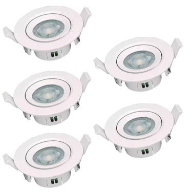Imagem de Kit 5 Spot LED Redondo Direcionável Embutir 5W Branco Frio Bivolt