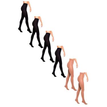 Imagem de Kit com 6 Meias Calças Fio 80 Opaca Loba 5858-001 Colorido - LUPO, GG