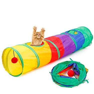Imagem de Canal Dobrável Colorido Genérico para Gatos, Tubo Interativo para Gatos Tunne para Animais de Estimação Brinquedo Dobrável para Uso Interno e Externo para Exercícios, Treinamento