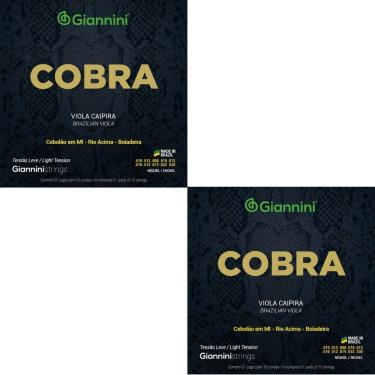 Imagem de Kit 2 Encordoamento Viola Caipira Giannini Cobra GESVNL Aço Nickel Leve