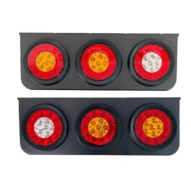 Imagem de Par Lanterna Traseira LEd Sete sequêncial Caminhão Utilitario Carreta Reboque 02 Laranja / 01 Branco - KLXQTL-94 - KLX