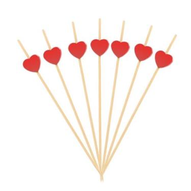 Imagem de 50 Uni Espeto Decorativo Palito Pick Coração Vermelho Lanches Petisco 