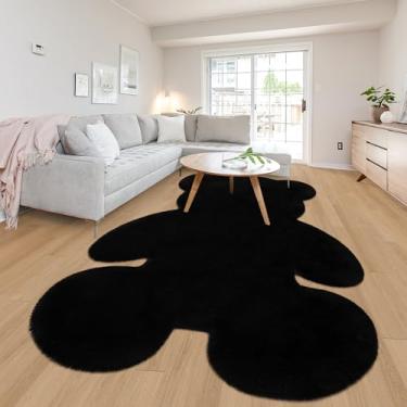 Imagem de TENNOLA Tapete grande de urso preto de 1,8 x 2,4 m, macio e fofo, pele de carneiro sintética, tapete felpudo fofo para berçário, crianças, meninas, quarto, estética, sala de estar, chão, decoração de