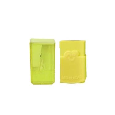 Imagem de Kit Escolar Básico Apontador Pequeno com Depósito + Borracha com Capa Tom Pastel Léo e Léo (Amarelo)