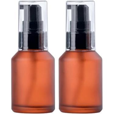 Imagem de Jizlan 2 frascos vazios de 30 ml, marrom, recarregáveis, recipiente de amostra cosmética com cabeça de bomba de plástico preto - ideal para cremes, soros, emulsões, embalagem de viagem, géis de