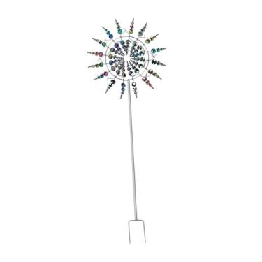 Imagem de Generic Metal Windmill Garden Decoration 11.8inChx38inch Exibir obra de arte de exibição ao ar livre instalar facilmente o ornamento rotativo do pátio, Colorida