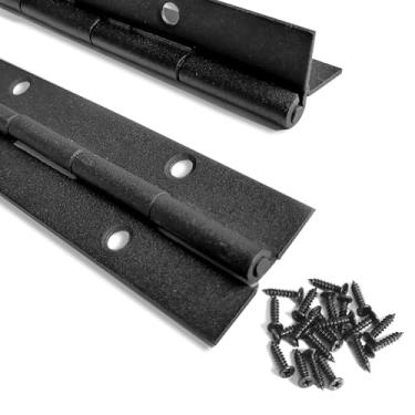 Imagem de NINE SUNS Pacote com 2 dobradiças para piano 61 cm x 3 cm de aço inoxidável preto dobradiça de piano resistente para várias portas armários marcenaria portas marítimas - Largura de abertura de 3,5 cm