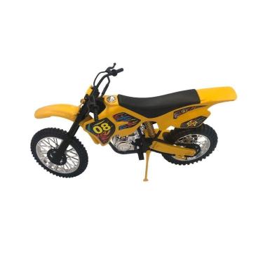 Imagem de Moto 36Cm Amarela Brinquedo Infantil Com Motor Cromado