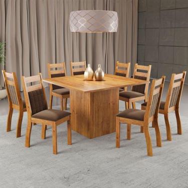 Imagem de Mesa de Jantar 8 Lugares Santista Mel/Bombom - Viero Móveis, Marrom, M