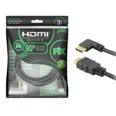 Imagem de Cabo HDMI 3 metros 2.0 4K 90 graus  - Pix 
