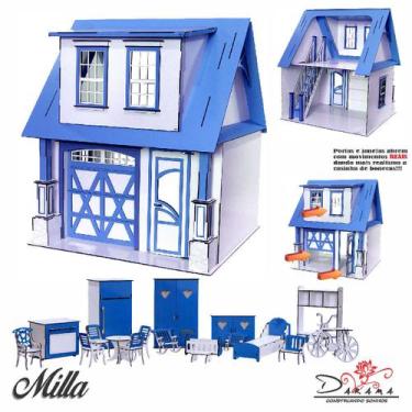 Imagem de Kit Casa boneca escala Barbie garagem Milla LAZULI 18 MOV LL - INDÚSTR