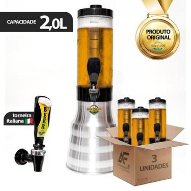 Imagem de Kit 3 Torres Portatil De Chopp Base Giratória 2L 6 Refis Congelantes e