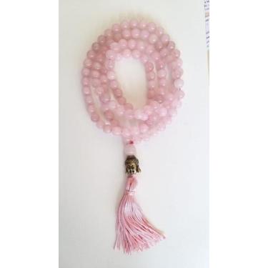 Imagem de Japamala 108 contas de pedras naturais  quartzo rosa 8mm hoponopono - 