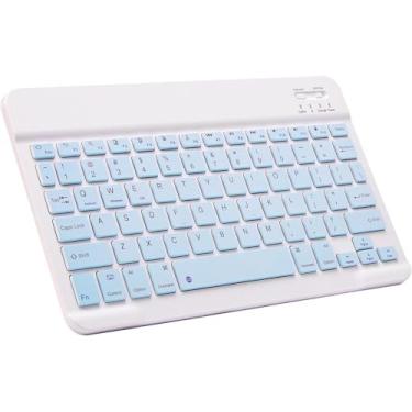 Imagem de Teclado Bluetooth ultrafino portátil mini teclado sem fio recarregável para Apple iPad, iPhone, Samsung, tablet, smartphone, smartphone, iOS, Android, Windows (azul de 10 polegadas) (AZUL)