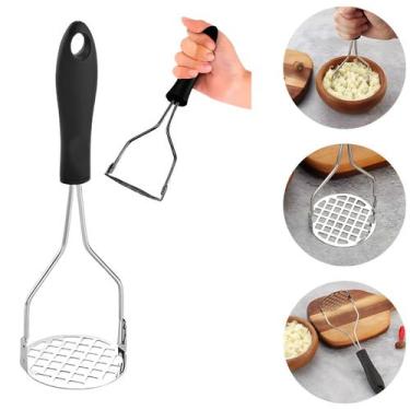 Imagem de Amassador Espremedor de Legumes E Batatas Cabo Preto Inox - Top Útil