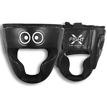 Imagem de FightX Conjunto de equipamentos de treinamento de boxe para boxeadores MMA para jovens protetor de cabeça de boxe Muay Thai UFC protetor de capacete de luta para homens e mulheres (Preto/branco)