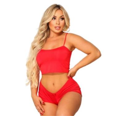 Imagem de Kit 3 Short Doll Virgínia Liso Confortável Pijama Feminino Roupa de Do