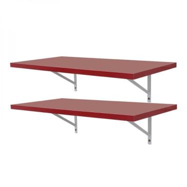 Imagem de Kit 2 Prateleiras 50 X 25cm Vermelha Com Mão Francesa