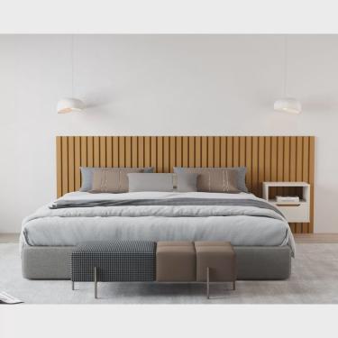 Imagem de Cabeceira Ripada Maracá King com 1 Mesa de Cabeceira Jatobá