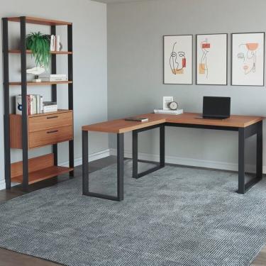 Imagem de Kit 2 Peças 100% Mdf com Escrivaninha em L e Estante para Livros