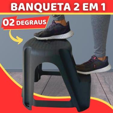 Imagem de Banco Plástico Banqueta Escada Step 2 Degraus Banquinho Resistente - A